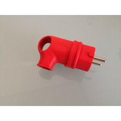 Stecker Gummi mit Griff abgewinkelt 90° rot IP44 - Gummi Stecker Schuko IP44