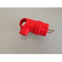 Stecker Gummi mit Griff abgewinkelt 90° rot IP44 - Gummi Stecker Schuko IP44