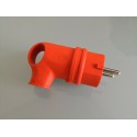 Stecker Gummi mit Griff abgewinkelt 90° orange IP44 - Gummi Stecker Schuko IP44