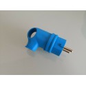 Stecker Gummi mit Griff abgewinkelt 90° blau IP44 - Gummi Stecker Schuko IP44