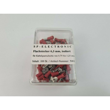 Flachstecker 6,3mm rot PVC Isoliert 100 Stück 