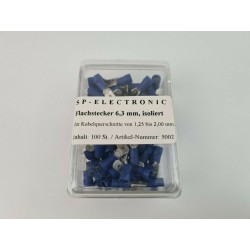 Flachstecker 6,3mm blau PVC Isoliert 100 Stück im praktischem Box Lötfreie Leitungsverbinder