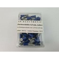 Flachsteckhülse 6,8mm blau PVC Isoliert 100 Stück im praktischem Box Lötfreie Leitungsverbinder