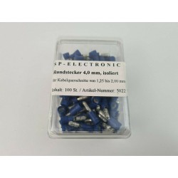 Rundstecker 4,0mm blau PVC Isoliert 100 Stück im praktischem Box Lötfreie Leitungsverbinder