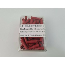 Rundsteckhülse 4,0mm rot PVC Isoliert 100 Stück im praktischem Box Lötfreie Leitungsverbinder