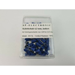 Kabelschuh 4,3mm blau PVC Isoliert 100 Stück im praktischem Box Lötfreie Leitungsverbinder