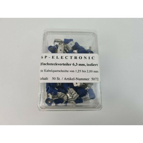 Flachsteckerverteiler 6,3mm blau