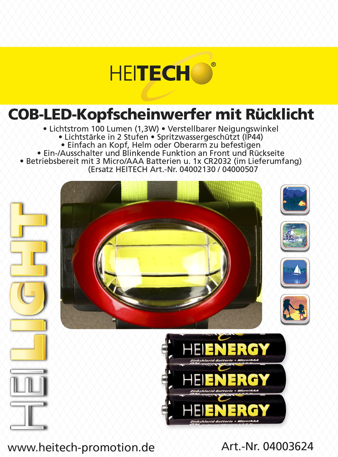 Chispa COB LED Handlampe – 100 Lumen, Kompakt 9,5x3x3 Cm, Inkl. 3 AAA Batterien, Mehrfarbig, Ideal Für Unterwegs