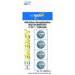 Alkaline Knopfzellen Sortiment 4 Teilig  Heitech AG13/LR44/357, 1,5 V Alkaline