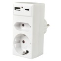 Steckdosenadapter mit USB Typ C + A Schnelladegerät mit Schuko/Euro Steckplatz