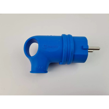 Stecker Gummi mit Griff abgewinkelt 90° blau IP44