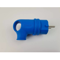 Stecker Gummi mit Griff abgewinkelt 90° blau IP44 - Gummi Stecker Schuko IP44