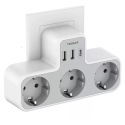 3 Fach Schuko Stecker mit 2 x USB-A + 1  x USB-C Anschluss Mehrfachstecker 3 Fach Stecker mit USB Ladeanschlüssen