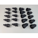 20 Teiliges Set 10 Schuko Kupplungen + 10 Gummi Stecker schwarz IP44