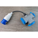 16A CEE 3 Fach Verteiler auf Schuko Kupplung  blau 16A für Wohnmobil / Caravan / Camping