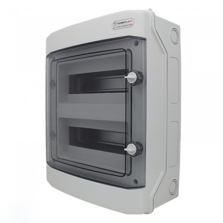 Sicherungskasten Aufputz IP65 Feuchtraum Verteiler Gehäuse 2 Reihig für 24 Module