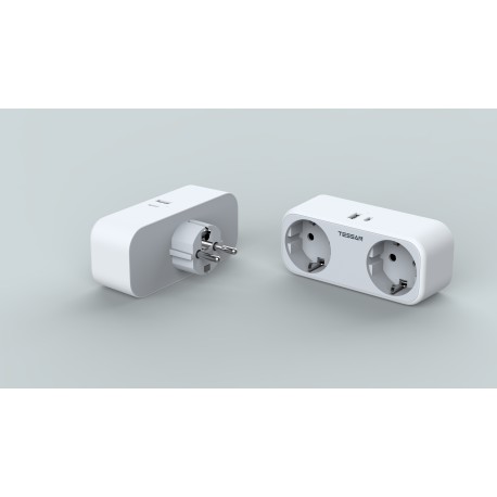 Schuko Adapterstecker mit 2x USB Ladeanschluss 